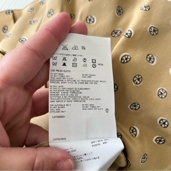 Prada Silk Circular Pattern Button Down Tan Short Sleeve Blouse Top - Picture 9 of 13